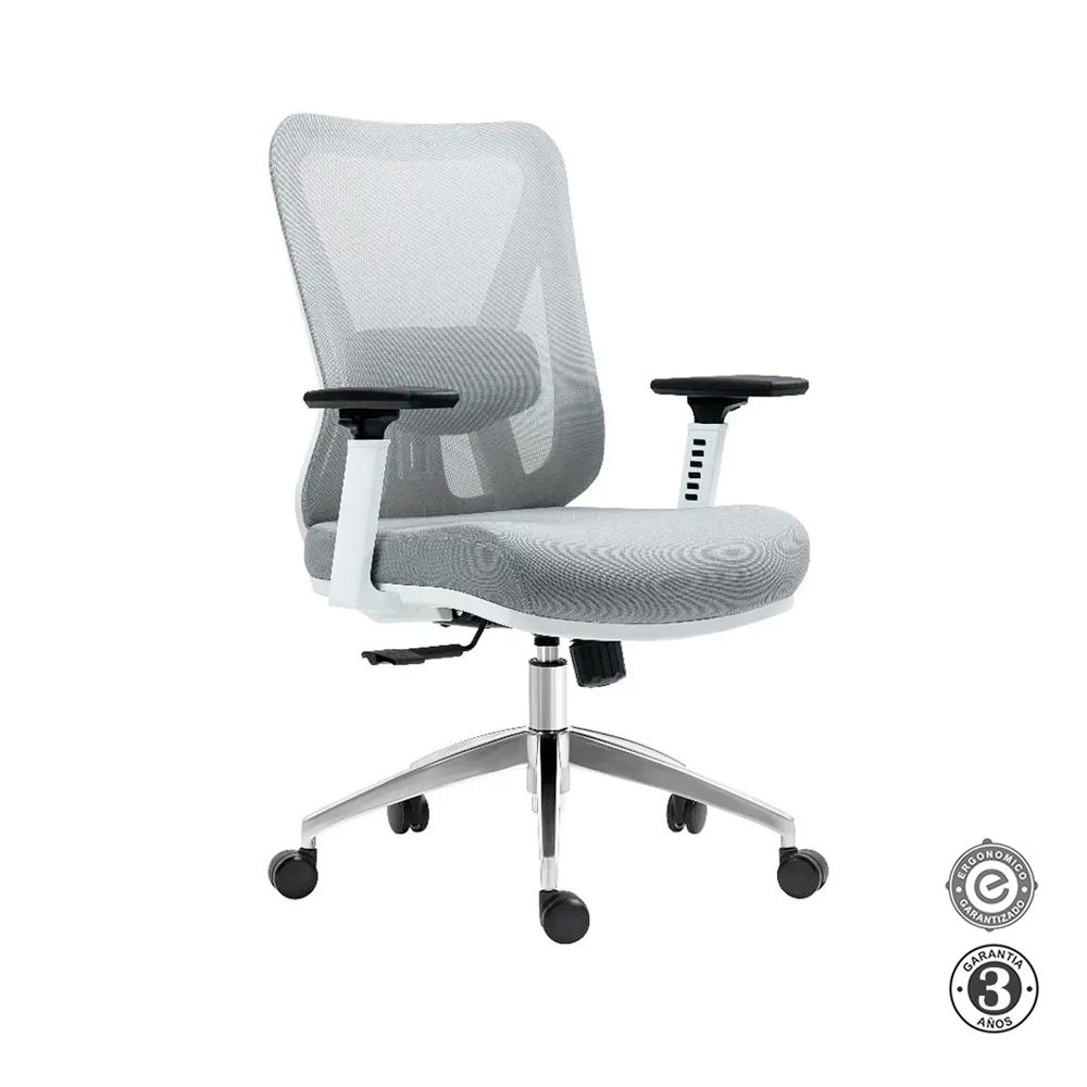 Silla Ergonómica Smart Premium Gerente Syncro 3D Gris y Blanco Ofideas