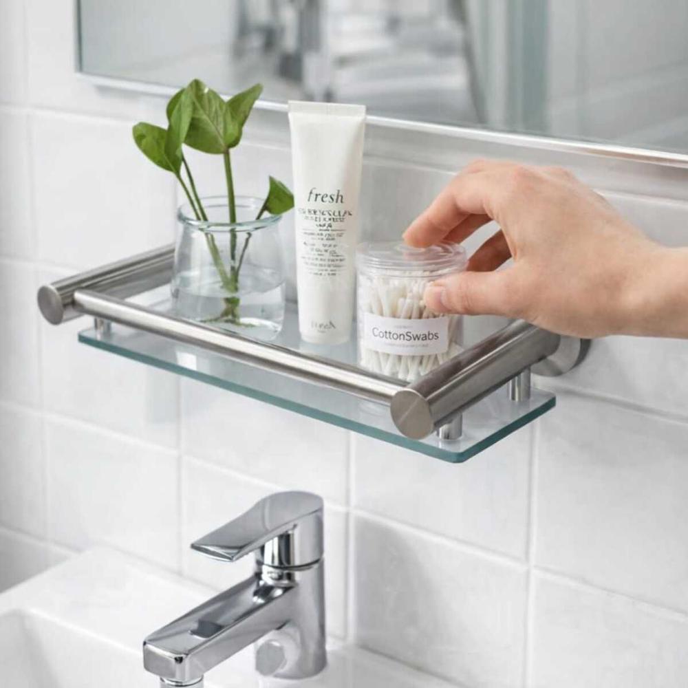 REPISA ACERO INOXIDABLE  Y VIDRIO 40CM