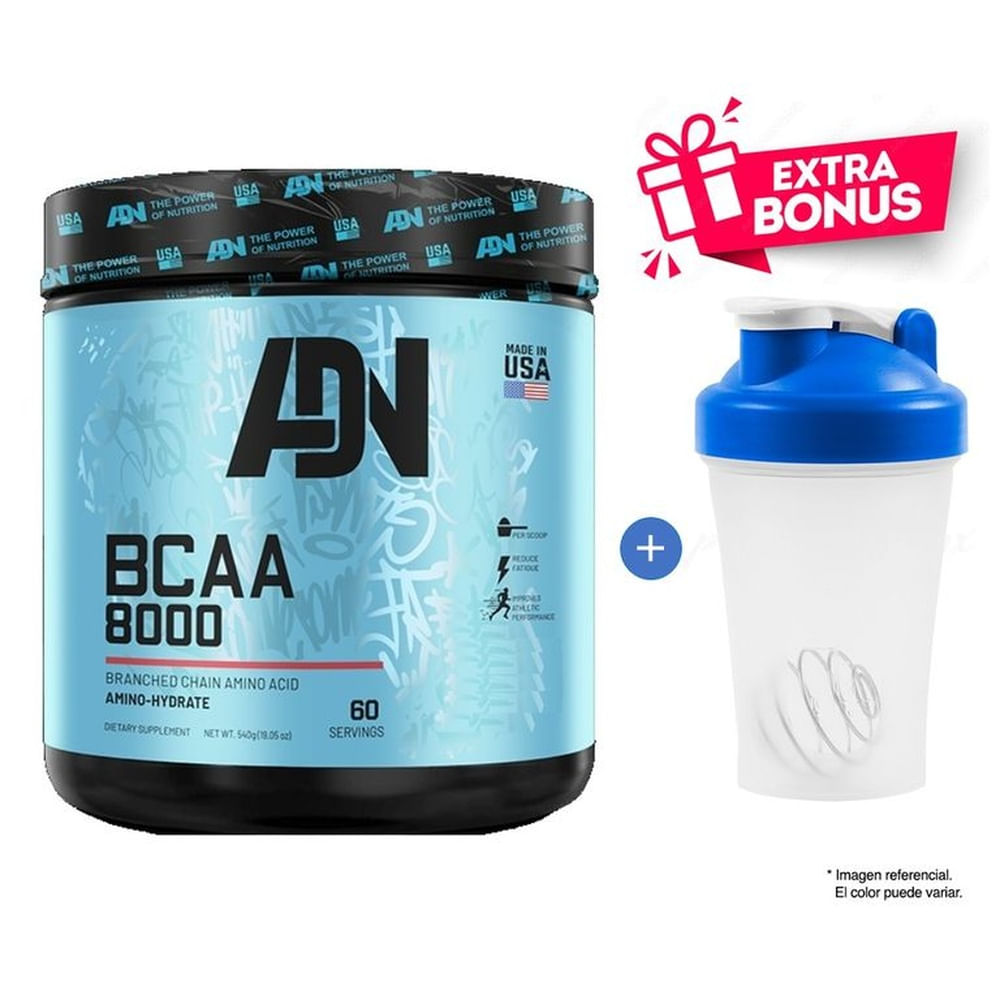 AMINOÁCIDO ADN NUTRITION BCAA 8000 540G GREEN APPLE + SHAKER