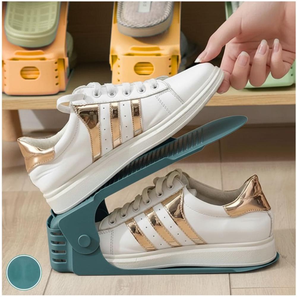 Set de 10 Organizadores de Zapatos de Altura Ajustable Plegable Azul