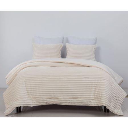 Edredon Pv26 Stripes Flannel Ivory Queen