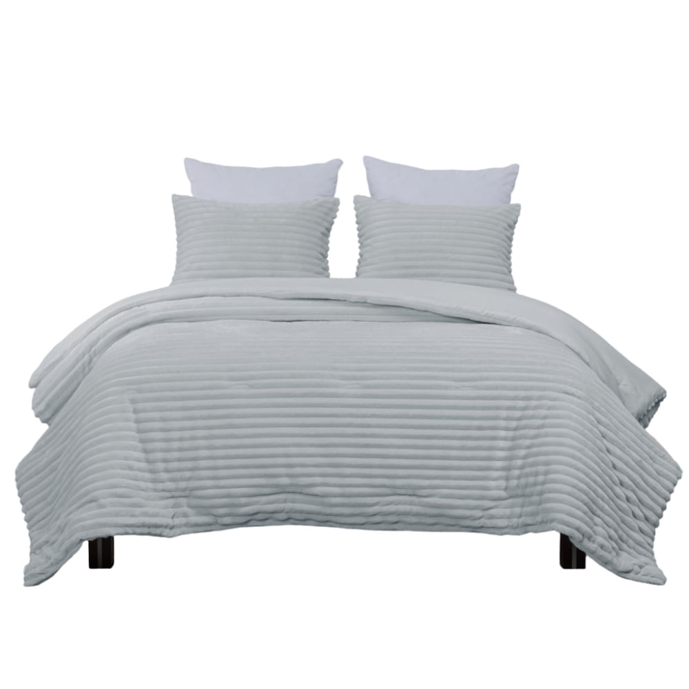 Edredon Pv26 Stripes Flannel Light Gris 2 Plazas