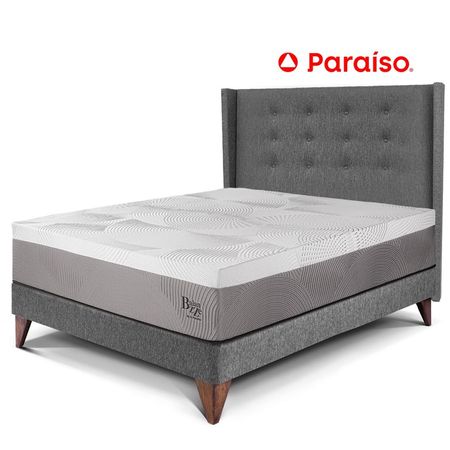 Dormitorio Europeo Royal Balanzze + Cabecera Gold 1.5 Plazas Gris
