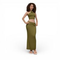 Conjunto Mujer Hilo Top Falda 359-28 Color Verde