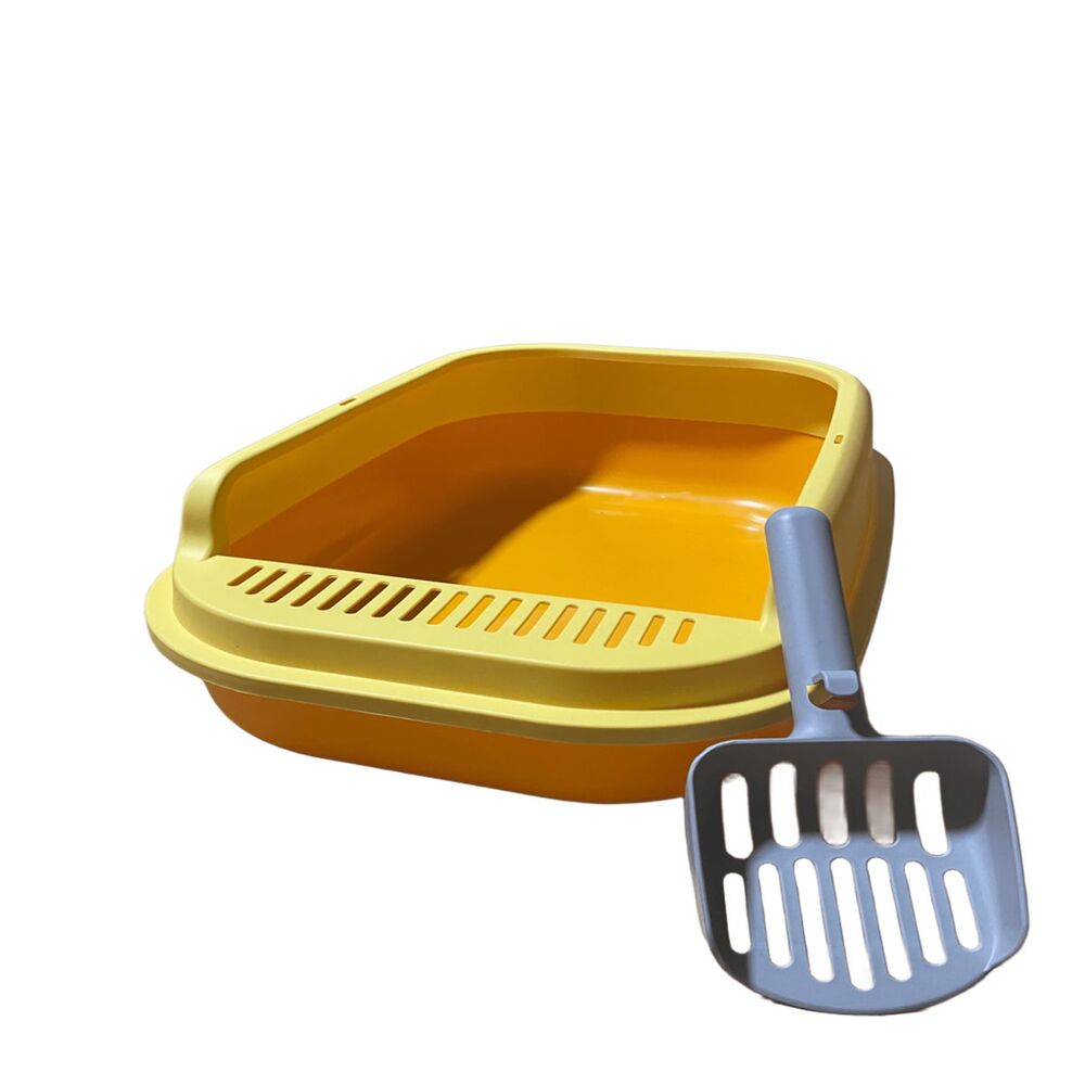 Arenero para gato grande - Amarillo con base naranja