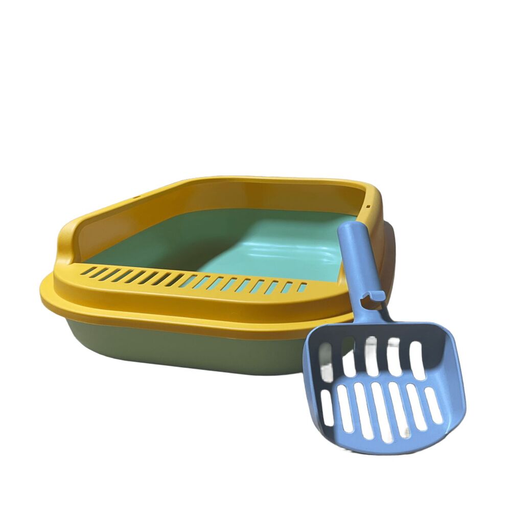 Arenero para gato grande - Amarillo con base verde