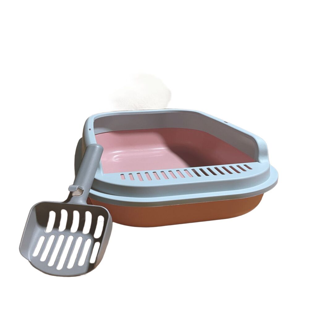 Arenero para gato grande - Gris con base rosado