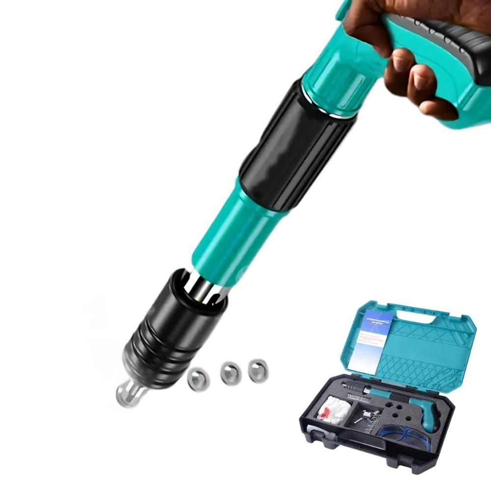 Pistola de Clavos Remachadora Ajustable con Accesorios y Kit de Seguridad Verde