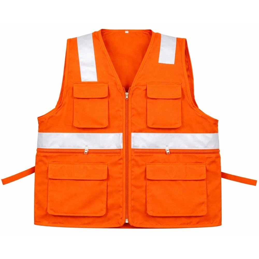 CHALECO MULTIBOLSILLO ALTA VISIVILIDAD MARCA WORKFORCE DRIL NARANJA TALLA S