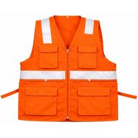 CHALECO MULTIBOLSILLO ALTA VISIVILIDAD MARCA WORKFORCE DRIL NARANJA TALLA L