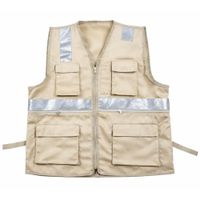 CHALECO MULTIBOLSILLO ALTA VISIVILIDAD MARCA WORKFORCE DRIL BEIGE TALLA S