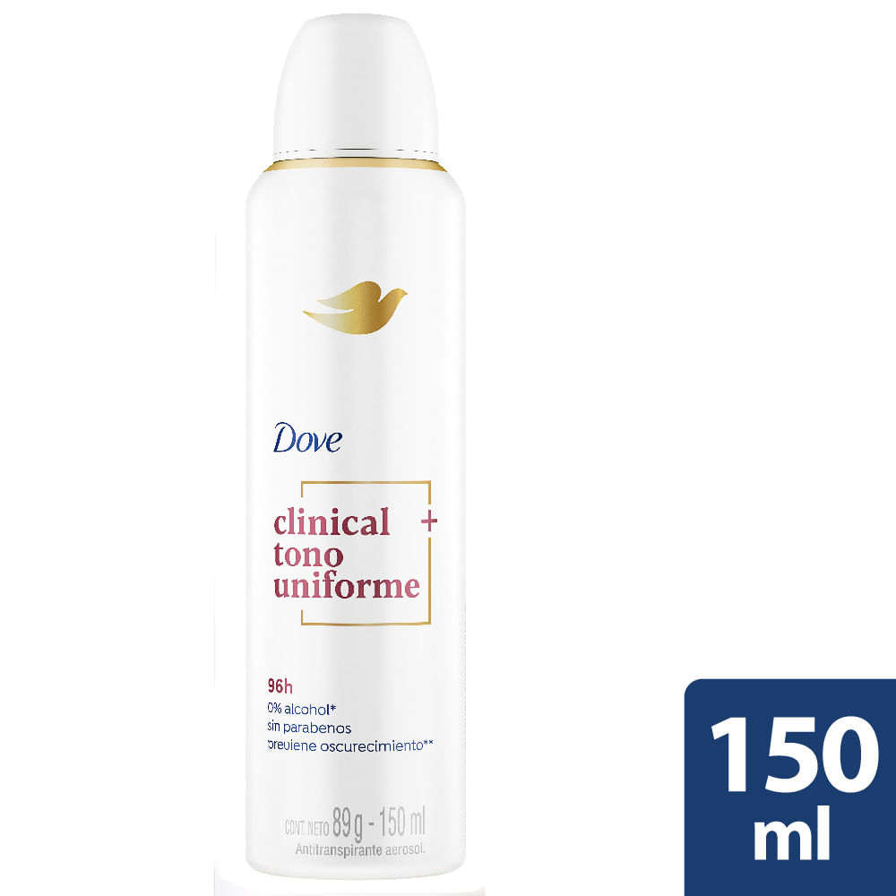 Desodorante para Mujer en Aerosol DOVE Clinical Tono Uniforme Frasco 150ml