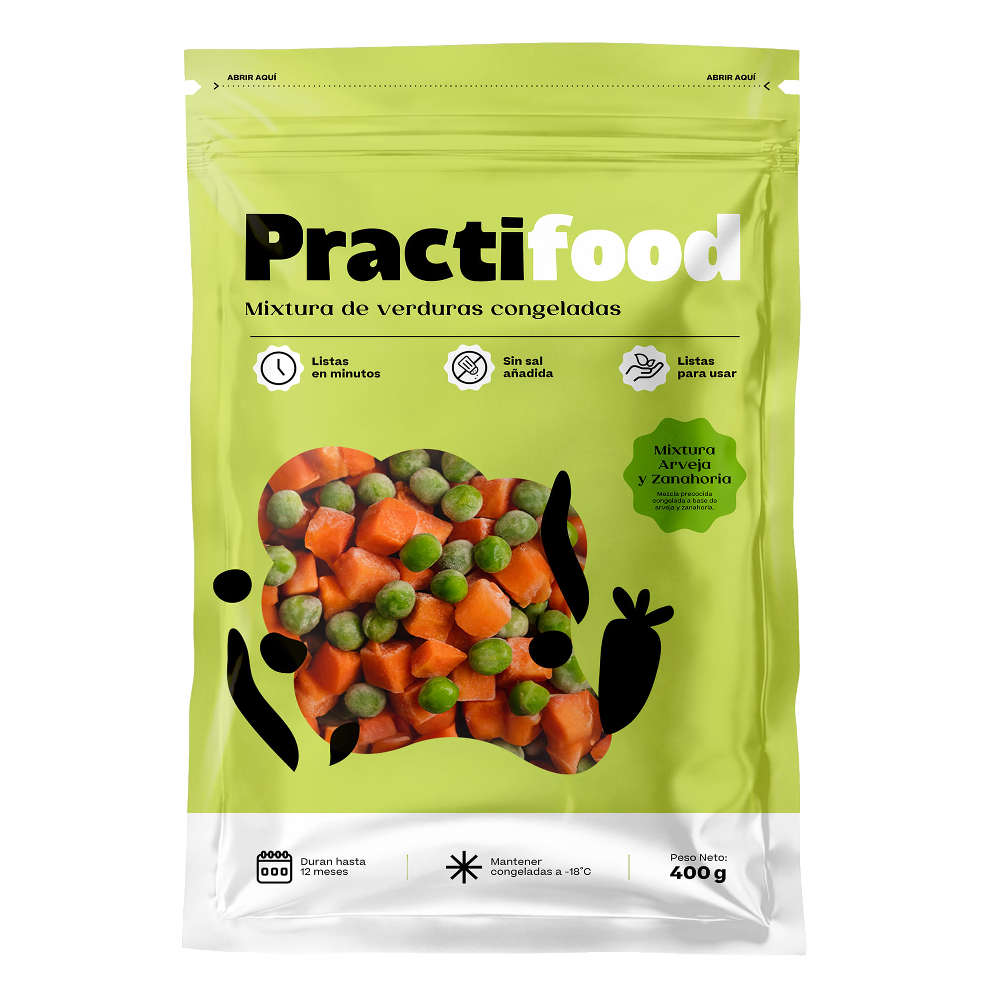 Mix Arverja y Zanahoria PRACTIFOOD Bolsa 400g