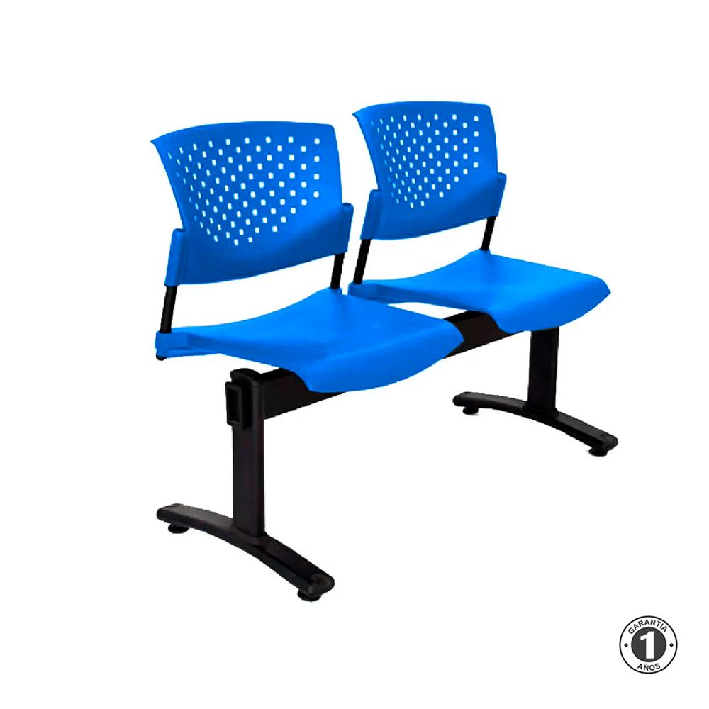 Tandem De Espera Butterfly Ve Azul 2 Asientos Estructura Negro Ofideas