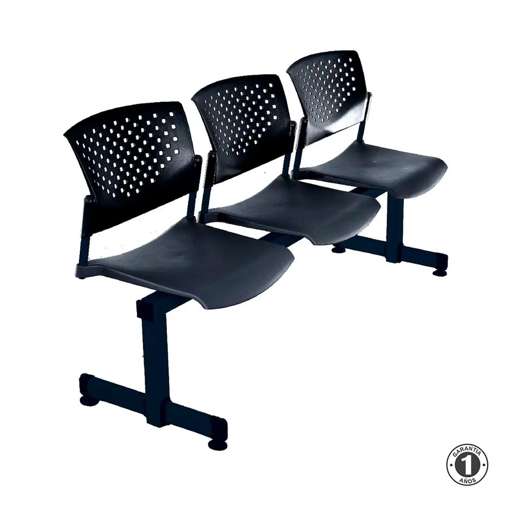 Tandem De Espera Butterfly Ve Negro 3 Asientos Estructura Negro Ofideas