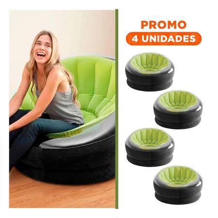 Pack4 Sofa Inflable para Casa Verde Uso Diario Y+Regalo Sticker