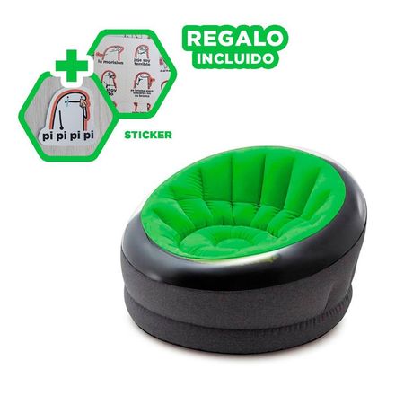 Sillon Inflable Verde para Casa y Momentos de Relajo Y+Regalo Sticker