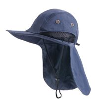 Sombrero Gorro Alta Proteccion Sol Cubre Nuca Impermeable Mesh -AZUL