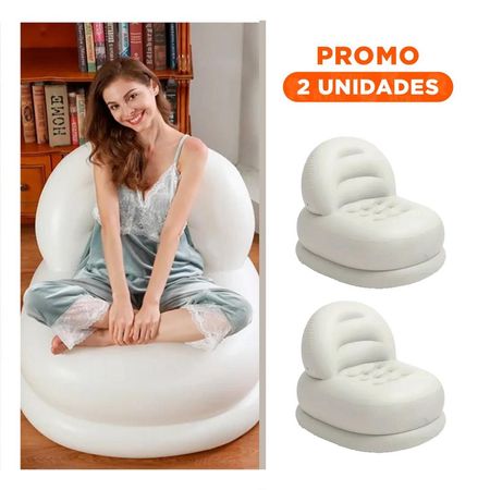 Pack2 Sofa Inflable Blanco para Casa Espacioso y Comodo para Descanso