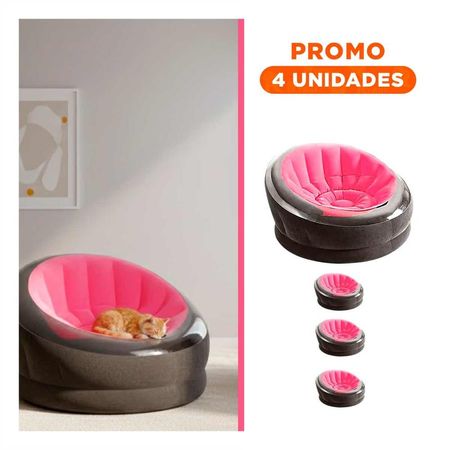 Pack4 Sofa Inflable Rosado para Hogar con Superficie Comoda y Estable Y+Regalo Sticker