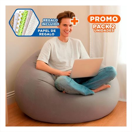 Pack2 Sofa Puf Inflable para Relax en Interior o Exterior Y+Papel Regalo