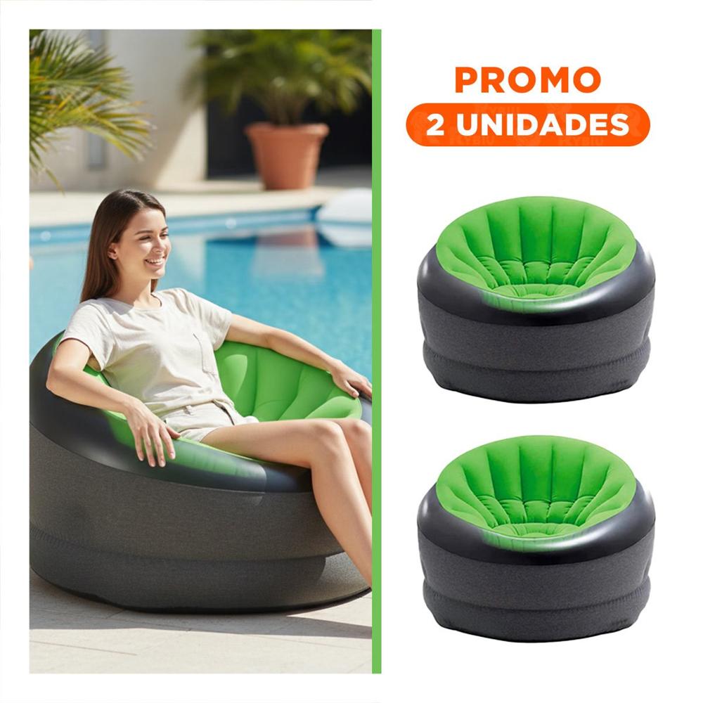 Pack2 Sofa Inflable Verde para Casa Espacioso y Comodo para Descanso