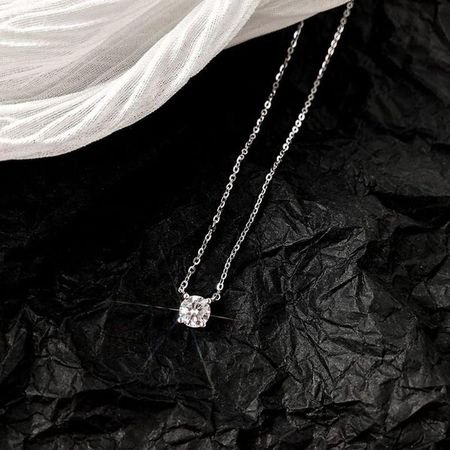 Pack Joyas Shiny Cuadrado Crystal Aretes Collar Regalo Navidad Genieka Plateado