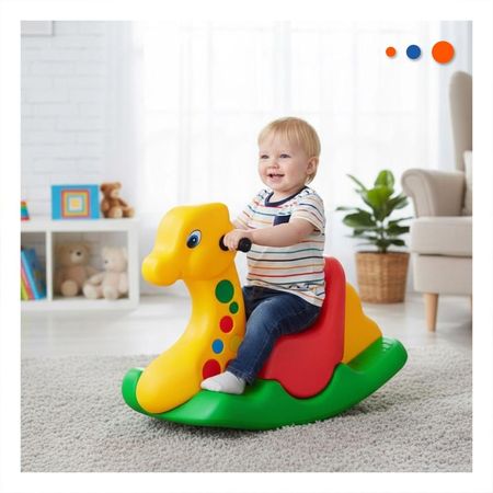 Jirafa Mecedora con Base de Madera Resistente para un Balanceo Muy Seguro Y+Papel Regalo