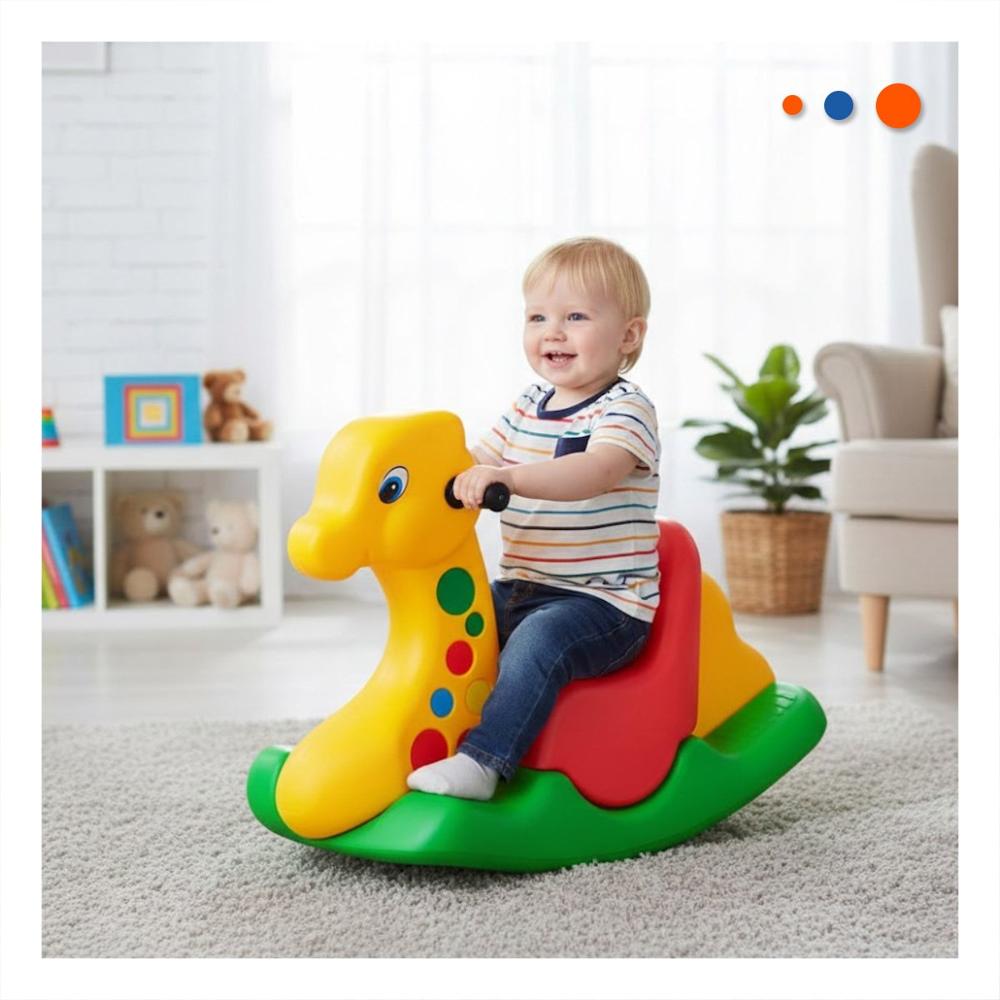 Jirafa Mecedora con Base de Madera Resistente para un Balanceo Muy Seguro Y+Papel Regalo