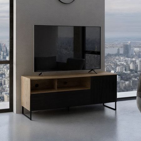 Mesa de TV 55'' Zenda Marron claro y Negro | Masiva Home