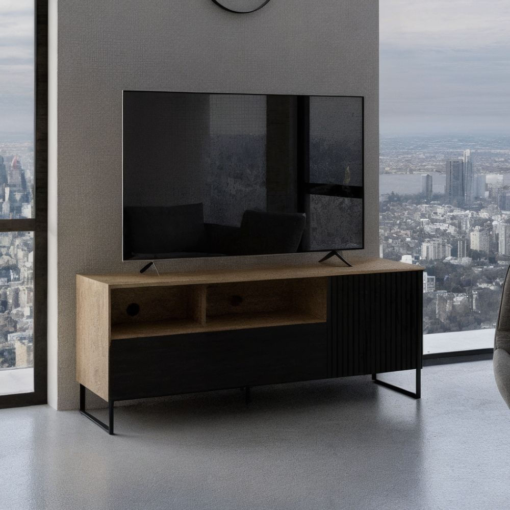 Mesa de TV 55'' Zenda Marron claro y Negro | Masiva Home