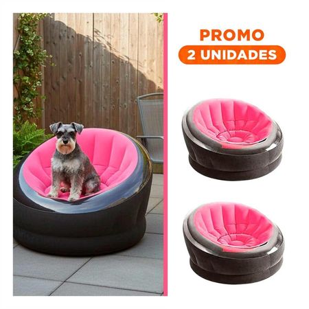 Pack2 Sofa Inflable Rosado para Ambientes del Hogar con Uso Versatil