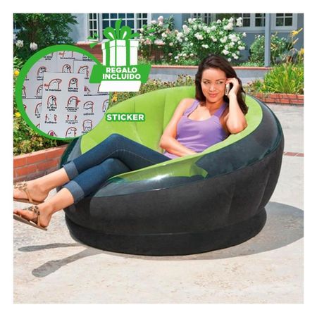 Asiento Inflable Verde para Casa Comodo y Funcional en Interiores Y+Regalo Sticker
