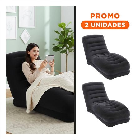 Pack2 Sofa Inflable Negro para Casa Espacioso y Comodo para Descanso