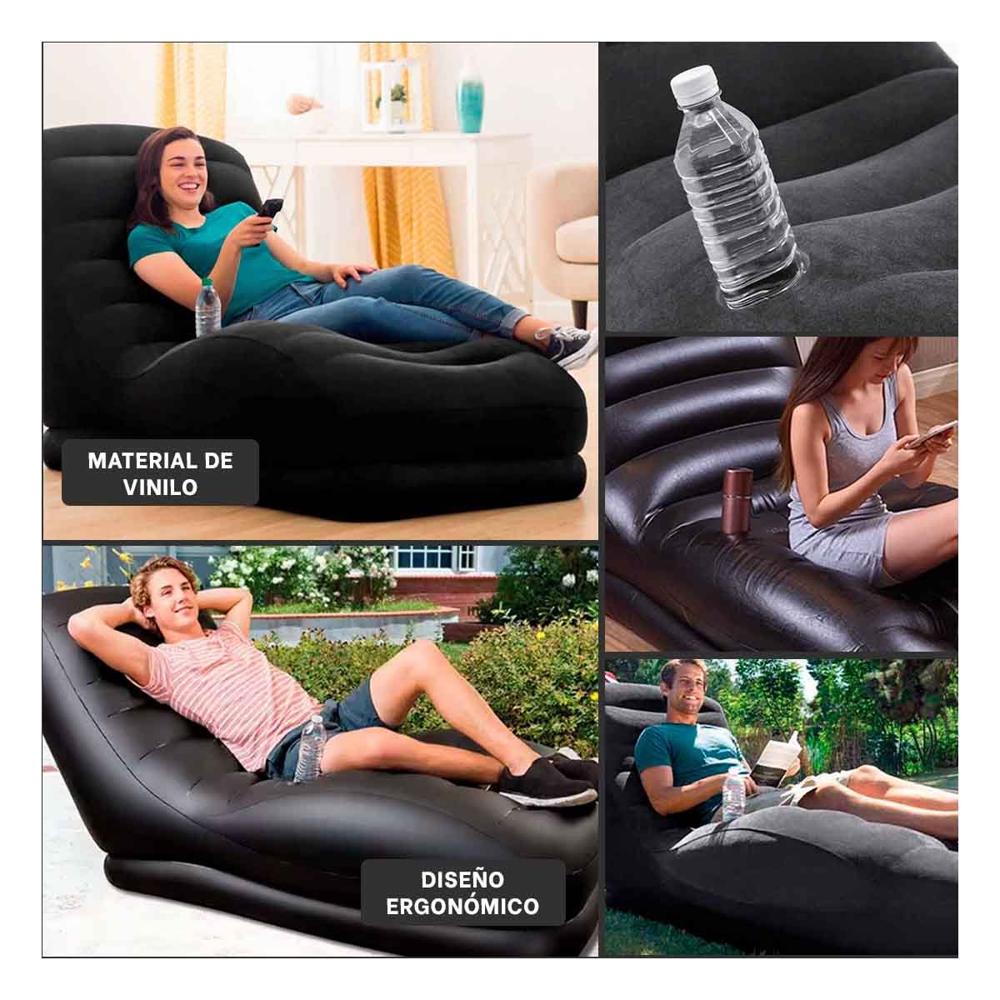 Puff Inflable Negro para Casa Suave y Comodo para Descanso Y+Post It