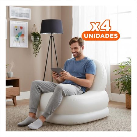 Pack4 Mueble Inflable Blanco para Casa Practico y Confortable