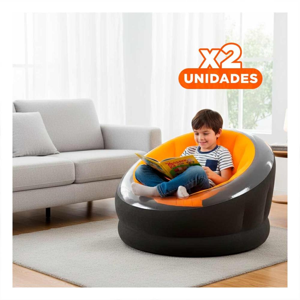 Pack2 Asiento Inflable para Comodidad en Espacios Interiores Y+Regalo Sticker