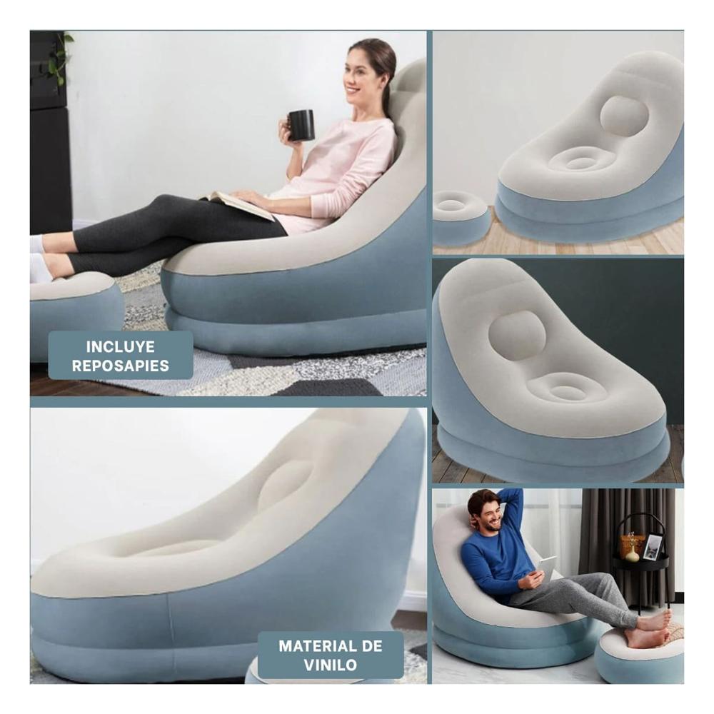 Mueble Inflable para Descanso con Estilo y Color Gris Azulado Y+Post It