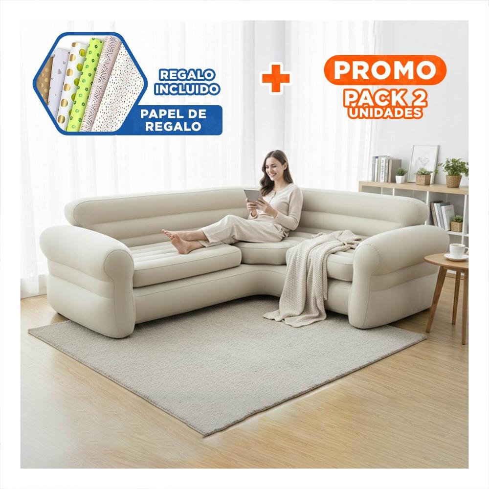 Pack2 Sillon Comodo Inflable para Sala y Terraza con Uso Familiar Y+Papel Regalo