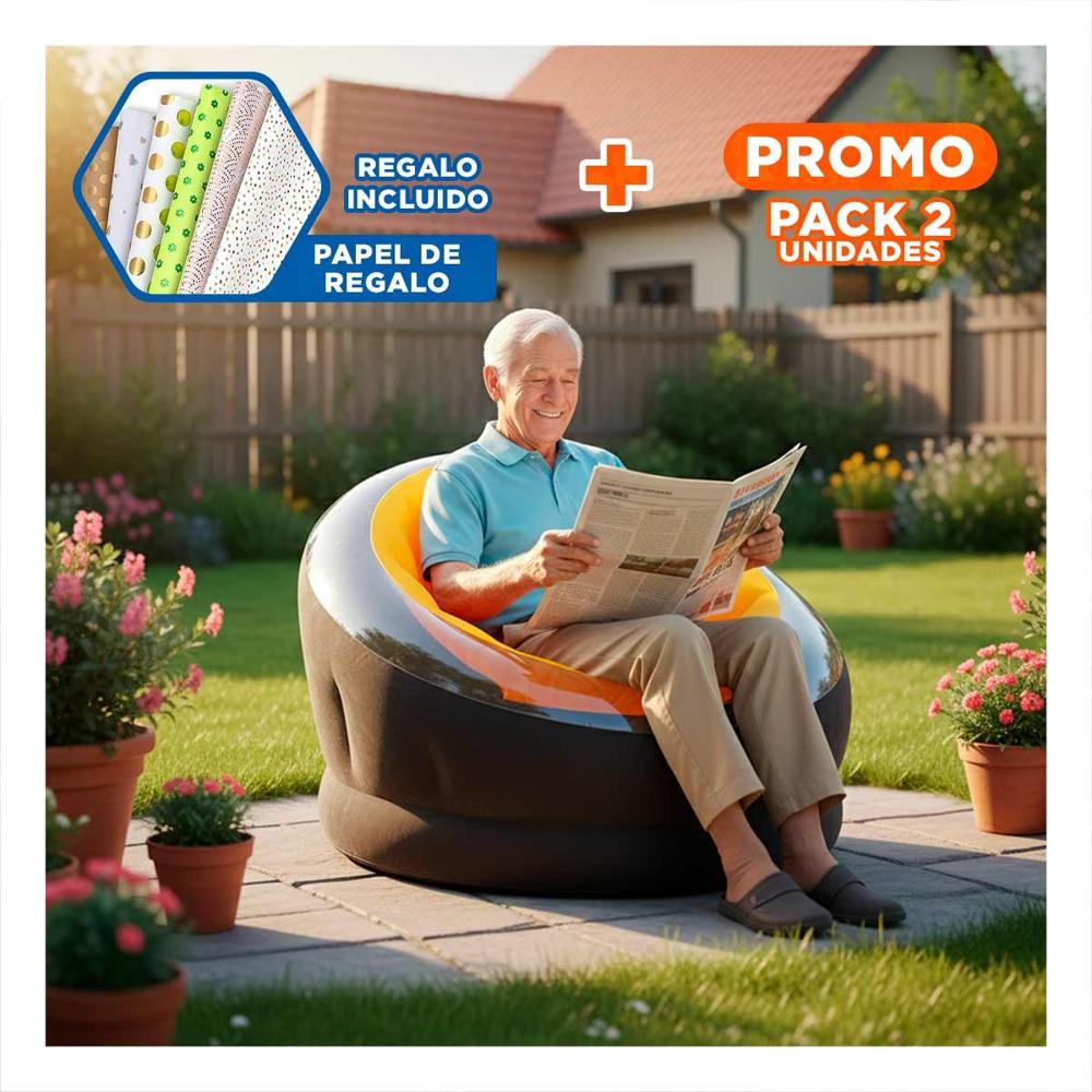 Pack2 Sillon Inflable para Sala y Reuniones en Casa Y+Papel Regalo
