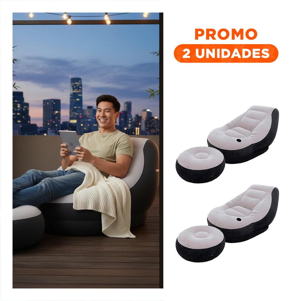 Pack2 Mueble Funcional Inflable con Poof para Sala y Descanso