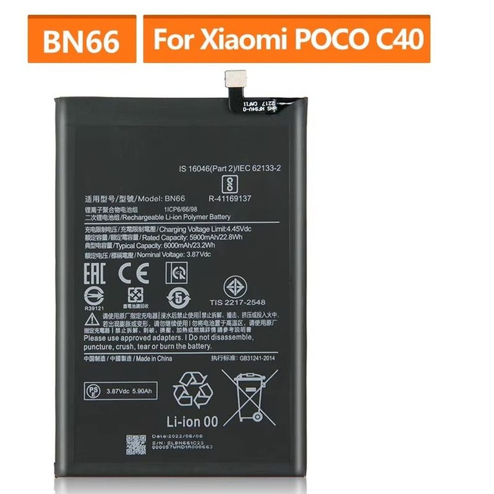 BATERIA  Xiaomi Poco c40  BN66  TORIGINAL-SM NUEVO