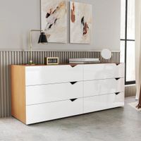 Cómoda Moderno Sam 8 Cajones Marrón y Blanco RR MUEBLES