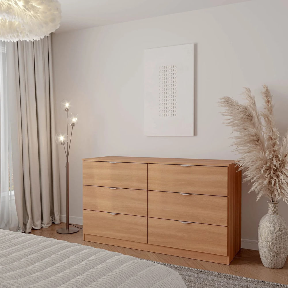 Cómoda Moderna Gigly 160 cm 6 Cajones Marrón RR MUEBLES