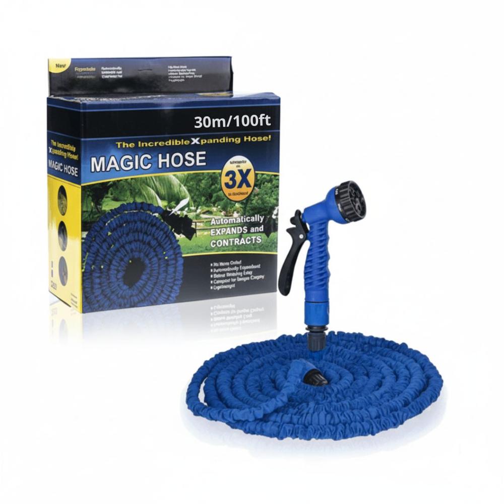 Manguera Multiusos Expandible Retráctil con Accesorios hasta 30 Metros 7 en 1 Azul