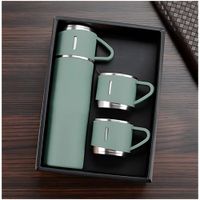 Termo de Acero Inoxidable Bebidas Frías y Calientes de 500 ml con 3 Tazas Verde