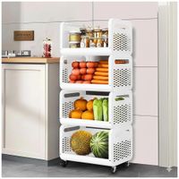 Estante Organizador de Cocina Carrito de Almacenamiento Multiusos de 4 niveles Blanco