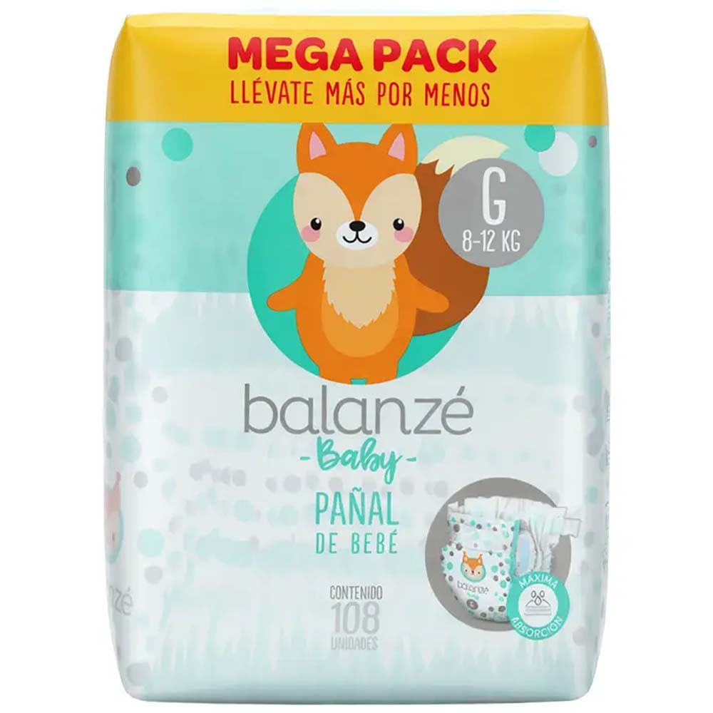 Pañales para Bebé BALANZÉ BABY Talla G Paquete 108un