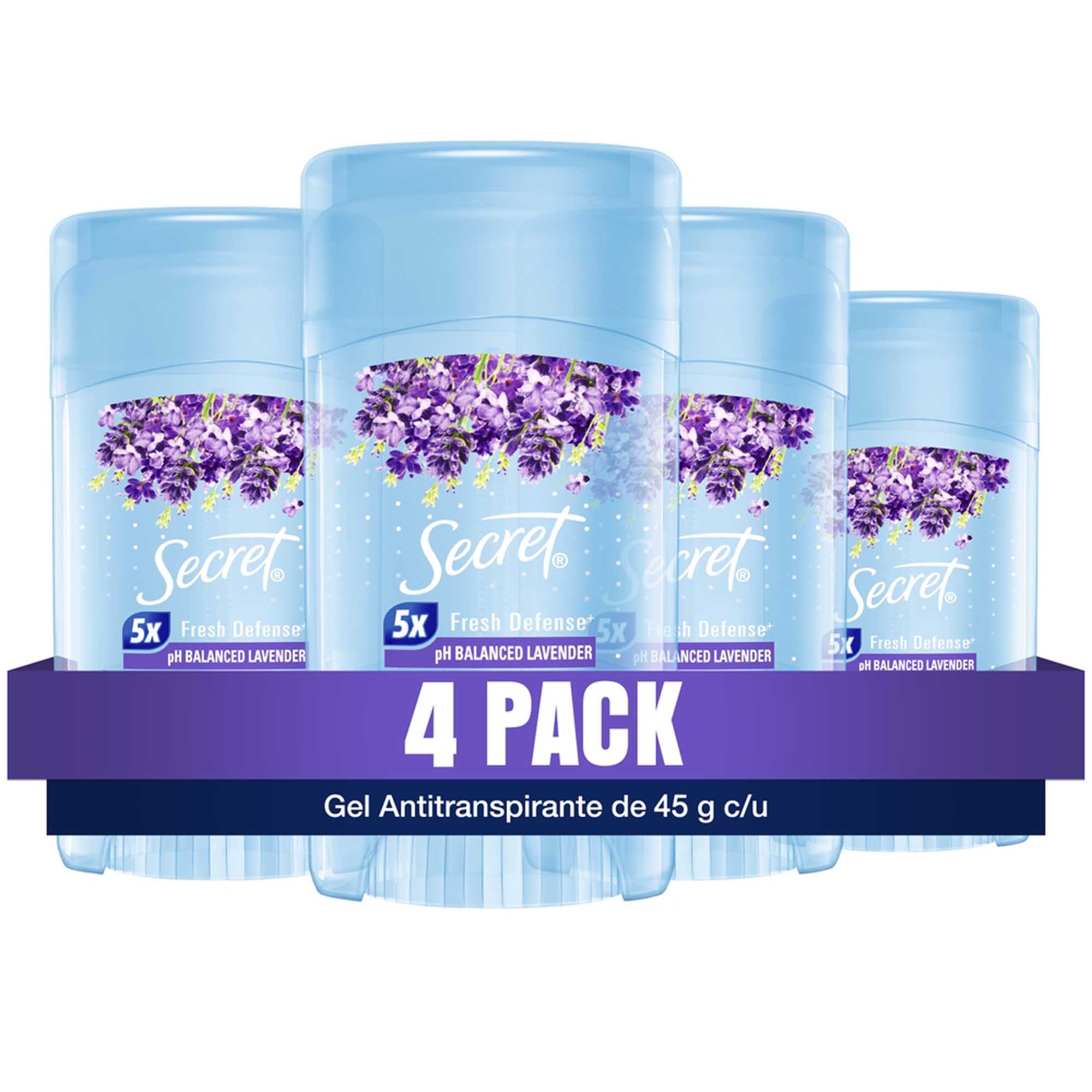 Antitranspirante para Mujer en Gel SECRET Lavender Frasco 45g Pack 4un