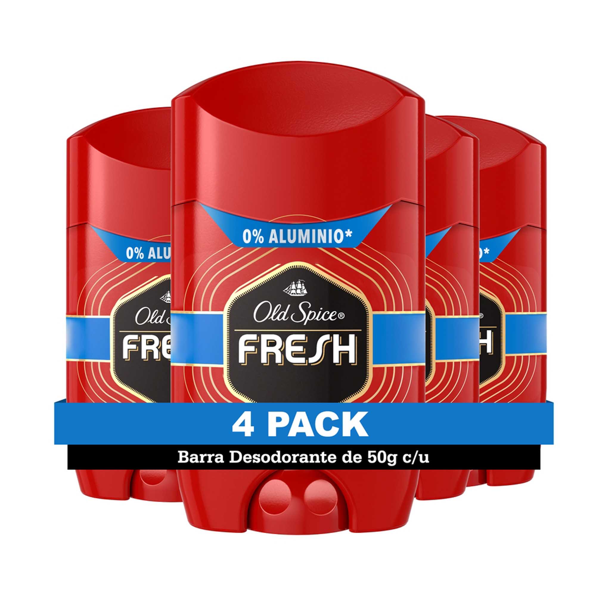 Desodorante para Hombre en Roll On OLD SPICE Fresh Frasco 50g Pack 4un
